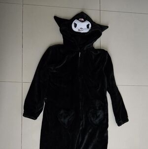 Black Fleece Onesie with Heart Pockets